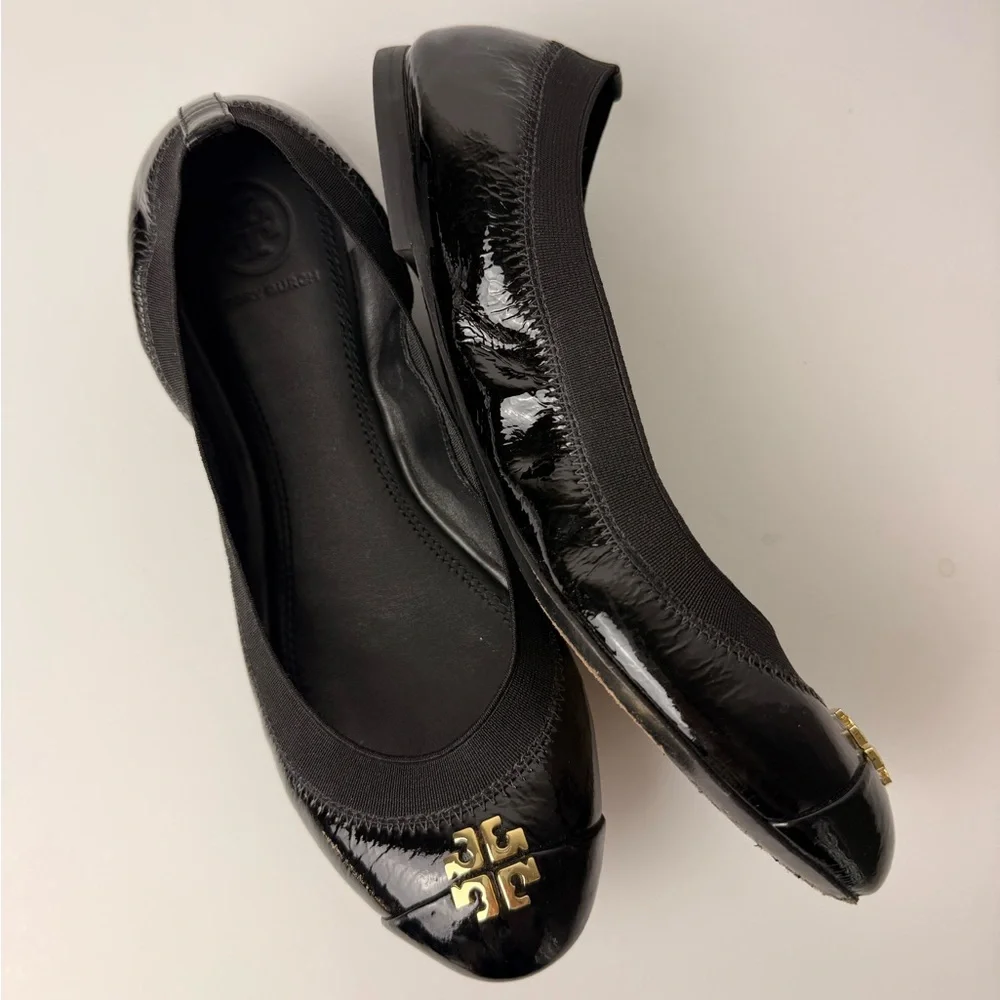 Tory Burch‎ Jolie Leather Ballet Flats Black Size 7.5